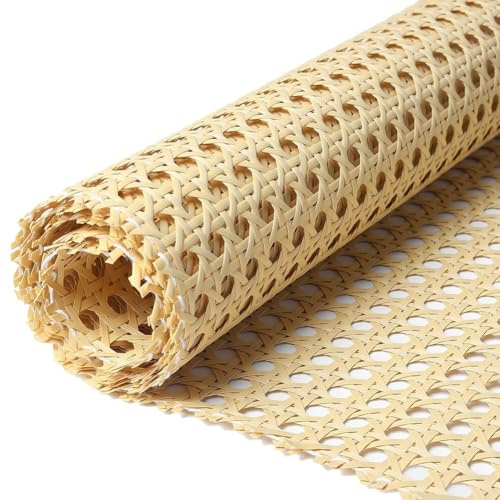 Wzxksoac Woven Open Rattan Mesh 17.5x40 Inch Rattan Webbing Roll PE Cane for DIY Home Decor Projects- Synthetic Rattan Material