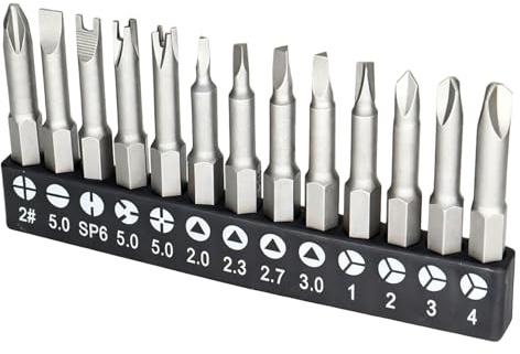 GVSS 13 Pièces Embouts de Tournevis Triangle 1/4,Tournevis Spéciaux Plusieurs Formes,Compatibles avec la Plupart des Tournevis,pour Réparations Électroniques et Bricolage Précision