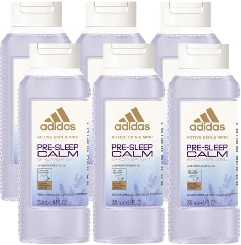 6 x 250ml Adidas Pre-Sleep Calm Shower Gel with Lavender Essential Oil