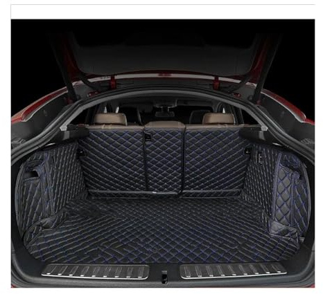 Hintere Kofferraummatte Für Volvo XC90 5-Sitze 2015–2024 Auto-Fußmatten Kofferraummatte Teppichabdeckung(Black-Blue)