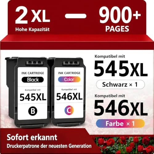 545XL 546XL Druckerpatronen PG-545 CL-546 Ersatz für Canon 546 545 XL | Schwarz+Farbe, Kompatibel für Canon TS3350 TR4551 MX495 TS3450 TS3355 TR4550 TS3351 TS3355 iP2850 MG2555S MG2450 MG2950