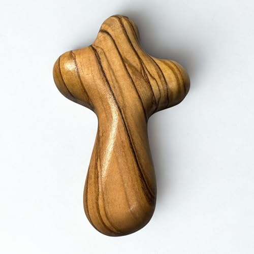 Made from Holy Land Olive Wood, Hand Carved Palm Cross, Handcrafted in the Holy Land, Includes Certificate of Authenticity