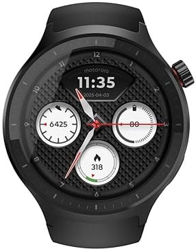 Motorola Moto Watch (1,43-OLED-Display (rund), Gorilla Glass 3, IP68, bis zu 13 Tagen Akku-Power, BT 5.3, 512 MB, Android) Vo