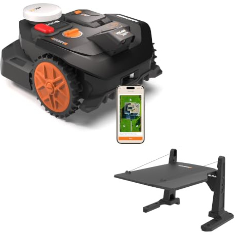 Worx Vision Cloud WR304E 2WD robot rasaerba+garage, 400 m² | Robot rasaerba senza filo, riconoscimento ostacoli con IA, VSLAM + RTK Cloud, mappatura automatica,senza antenna RTK