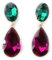 Pendientes largos mujer bisutería cristales de colores fiesta boda chapado plata, verde fucsia