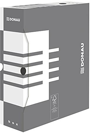 DONAU 7661301FSC-13 Ablage Schachtel Archivbox aus recyceltem Karton Archiv-Ablagebox Stabil| 20er Pack | A4/ 10cm / B Rückenbreite Farbe: Grau | die FSC® Zertifiziert