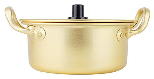 Fdit t Olla coreana de aluminio amarillo para fideos instantáneos, 16 cm, sin tapa, antiadherente, aleación de aluminio, 0,1 kg