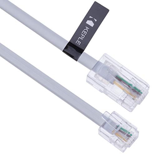 1m RJ11 a RJ45 Cable Módem Ethernet Teléfono de Datos ADSL Parche Banda Ancha Alta Velocidad BT Conexión a Internet 6P4C to 8P8C Piso de Extensión Compatible con Módem, Enrutador, Línea Fija (Blanco)
