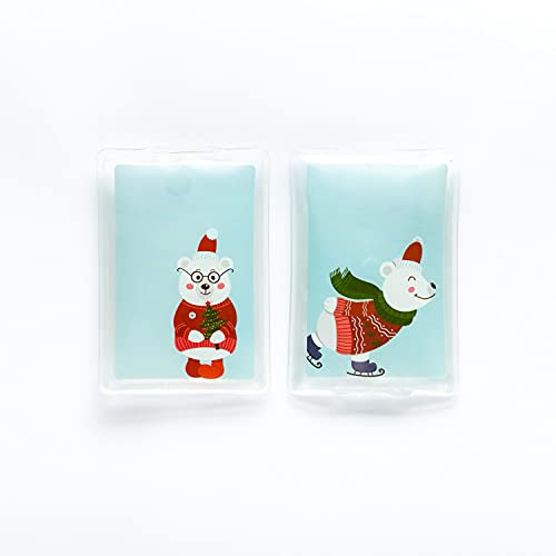 hochwertige Handwärmer I Wiederverwendbare Taschenwärmer I schöne Muster I Verschiedene Designs (2er Set Eisbär)