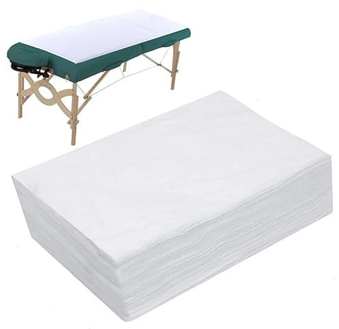 180 * 80 cm Einweg Wasserdichtes Bettlaken, Ölbeständig Hygienische Massage Vliesstoff Massageliegen Bezug, für Massagetische Betten in Krankenhäusern oder Schönheitssalons, 10 Stück(white)