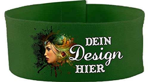 Klett Armbinde 5 cm personalisiert mit deinem Wunschtext oder Logo (Farbe grün) (Gr. Junior - 15-25 cm)