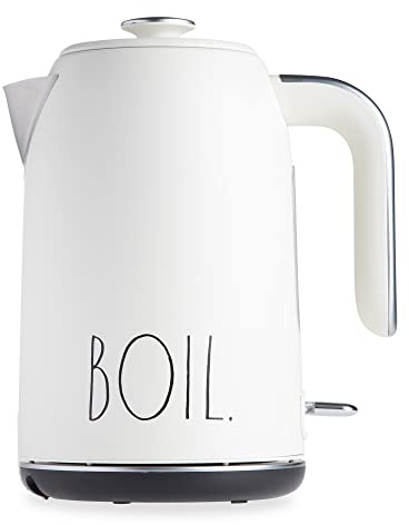 Rae Dunn Electric Hot Water Kettle - Stainless Steel Coffee Maker, Tea Kettle, Swivel Base, With Automatic Shut Off Boil-Dry Protection, Easy Pour Pitcher, 1500 Watt Boiling Power, 1.7 Liters, Cream