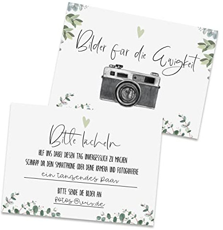 Nastami 25 Karten Bilder für die Ewigkeit Hochzeit EUCALYPTUS mit Beispielen Fotobox Karten Fotospiel für Hochzeitsgäste
