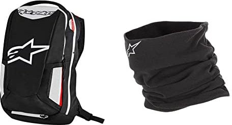 Alpinestars 2801-1259 Motorrad-Rucksack City Hunter Schuh für Unisex/Erwachsene, Schwarz/Weiß & Halswärmer Schwarz