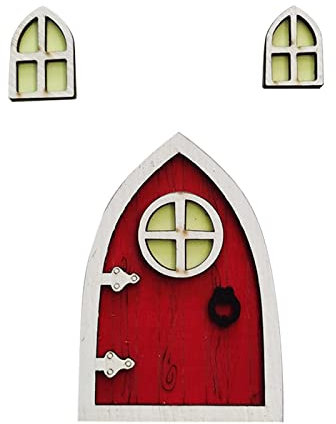 TianWlio Casa in miniatura finestra e porta Mini porta finestra decorazione per prato decorazione domestica perforatore ufficio (E, taglia unica)