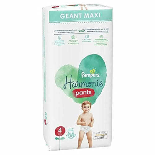 Pampers Harmonie Pants Gr. 4, 9-15 kg - 168 Stück, weiß, Wasserfest, Baumwolle, Einweg, Grafik, Tag & Nacht, Mädchen, Windel, Karton