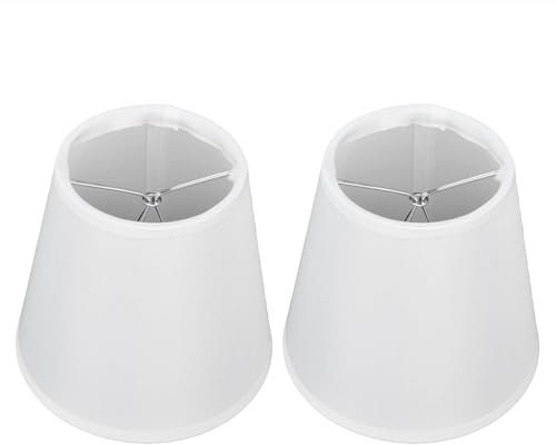 Pantalla de lámpara pequeña blanca de barril, pantalla de lámpara de clip de 2 piezas Pantalla de lámpara de tela de barril Clip de pantalla de lámpara de araña Mini pantalla de lámpara(Blanco)