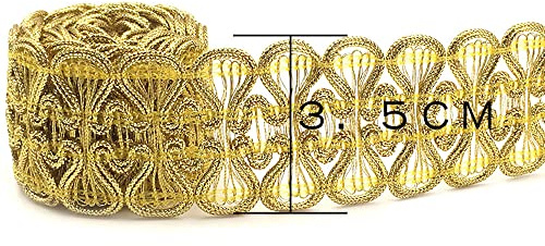Duories Geflochten Zierband Borte aus Dekoband Spitze Band Zierband Geschenkband Spitzenborte Schnur Kordelband Nähen Handwerk Hochzeit Party Zubehör,Hell Gold,10m