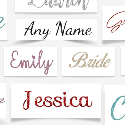 Red Glitter Personalised Name Stickers Vinyl. Perfect for Bottles, Weddings, Christmas and Other Events, Label Decal