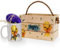 Personalised Easter Basket and Mug and Milk Chocolate Easter Egg Gift Set, Wooden Easter Egg Hunt Box Hamper, Carry Crate with Rope Handle, Yellow Duck Leaf Design, Duck Crate