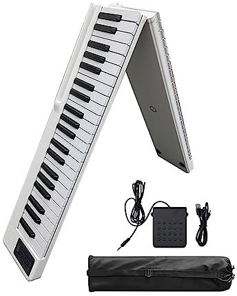 88 tasti pianoforte pieghevole tastiera elettrica pianoforte pianoforte digitale portatile semi-pesato doppio altoparlante incorporato ricaricabile con pedale di sostegno MIDI Bluetooth 5.0, porta spa
