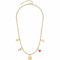 JEWELS BY LEONARDO Halskette Giselle • Anker-Kette aus goldfarbenem Edelstahl • 5 kleine Charm Anhänger mit unterschiedlichen Motiven • 45-50 cm Länge • Schmuck Geschenk für Frauen • 023214
