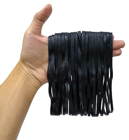 Yosogo 30 Pieces Rubber Band Extra Large and Thick 8 Inch - Black Color Multipurpose Heavy Duty Elastic Biodegradable Natural Rubber Bands
