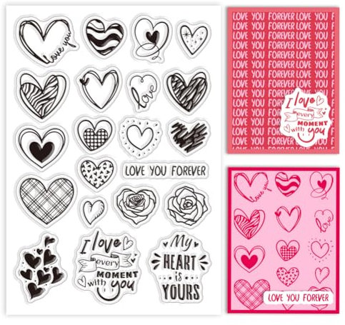 GLOBLELAND Herz Liebe Klare Stempel Für Karten Machen Valentinstag Hintergrund Silikon Klare Stempelsiegel Transparente Stempel Für DIY Scrapbooking Fotoalbum Tagebuch Heimdekoration
