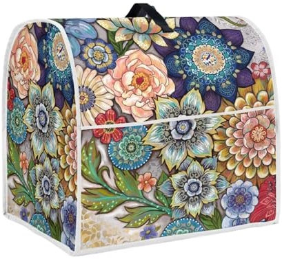 HUGS IDEA Küche Kleingerät Duts Abdeckung Organzier Tasche, Boho Blume Helle Blüte Stand Mixer Abdeckung/Mixer/Toaster Waschbar Schutzhülle Staubschutz