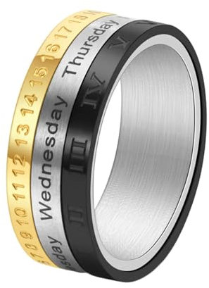 Whoiy Trauringe Verlobungsringe Herren Dreifarbig Gravur, Edelstahl Initiale und Nummer Ring 8MM Fidget Ring Stressabbau Freundschaftsringe Best Friends Größe 67 (21.3)