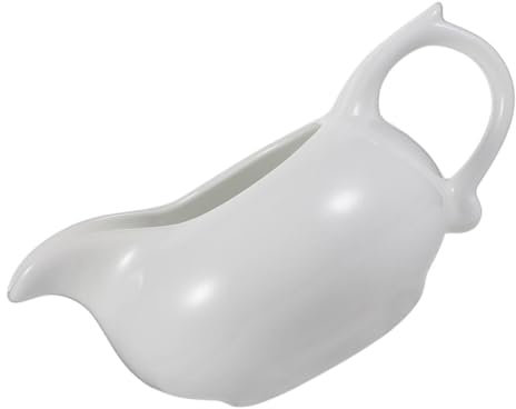 LIFKOME Sauce Bucket Mini Milk Pot Saucer Boats with Handle Syrup Pitcher Sauce Dispenser Metal Jug Milk Jug for Condiment Containers Ceramic Cream Jugs Ceramics White Porcelain Creamer