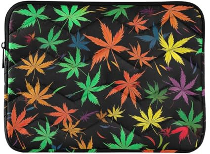MCHIVER Colourful Leaves Black Laptop Sleeve Case 13.3 Inch Laptop Cover Bag Lightweight Computer Sleeves for Work Traveling