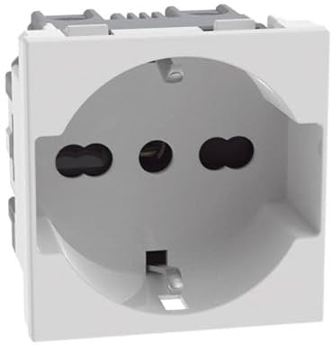 BTICINO MatixGO Presa di corrente universale 2 moduli Bianco SJW4140A16F Presa flat standard tedesco e italiano, interasse 19 mm e 26 mm