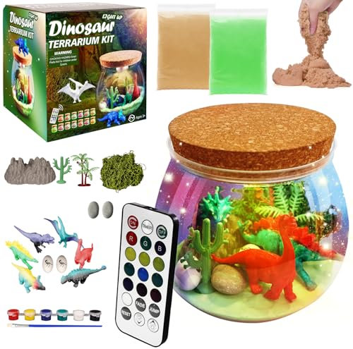 Kihhvlo Dinosaurier Geschenke, DIY Dinosaurier Spielzeug Terrarium Set für Kinder, Dinosaur Bastel Malset, Geburtstagsgeschenk für Jungen von 4, 5, 6, 7, 8 9 10 11 12 13 Jahren