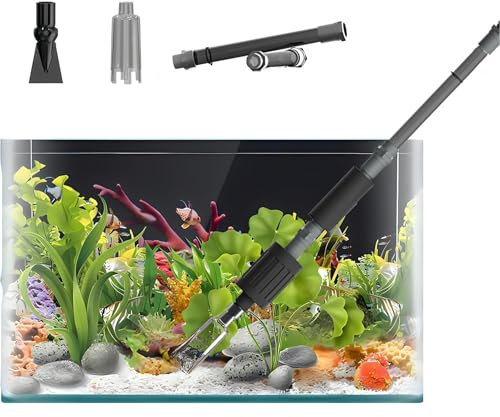 RUYICZB Mulmsauger Aquarium Elektrisch, 6 in 1 Elektrischer Reiniger Für Aquarien, Kiesreiniger Aquarium, Wasserwechsler, Aquarium Mulmsauger Elektrische, Verstellbare Grifflänge,10W