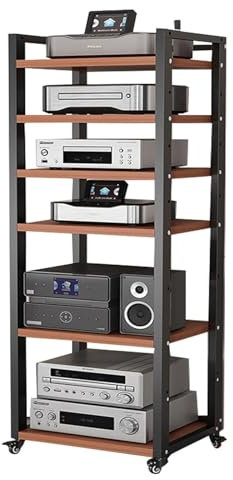 Moderner Home-Office-Entertainment-Ständer für Medienkomponenten/DVD-Player/Gaming-Geräte.66 Zoll hoch.Kompakter 6-stöckiger Stereo-Schrank.Platzsparendes Design.60 cm breit