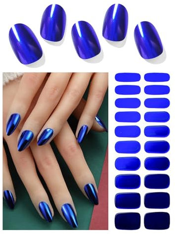 Wahrshei Nagelfolien | 20 Chrome Blue UV Gel Nagelfolie | Nagelfolie Selbstklebend | Gel Nail Stickers, Gellack Wraps für Nagel