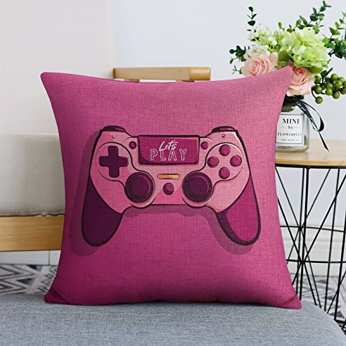 45X45Cm Kissenhülle Stick-Gamecontroller Rosa Gamepad Weicher Kissenbezug Anti-Fade Kissen Fall Hautfreundlich Throw Pillow Cover Für Schlafzimmer Wohnzimmer Sofa