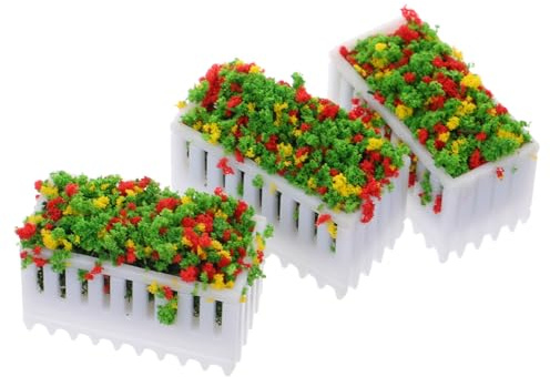 WOONEKY Macizo De Flores para Casa De Muñecas 1/50 Blanco Miniatura Pequeño Decoración Artesanal Accesorios para Hobby y Jardín De Hadas 3 Piezas