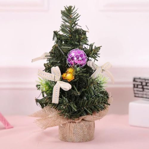 Mini albero di Natale da 20 cm per la casa o l'ufficio, elegante ornamento da tavolo realizzato in PVC e panno (7#)