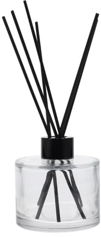 PRETYZOOM Aromatherapie Glasflasche Mit Schwarzem Deckel Und 6 Schwarzen Rattanstäbchen Duftflasche Für Ätherische Öle Und Raumdüfte Ideal Für Zuhause Oder Im Auto