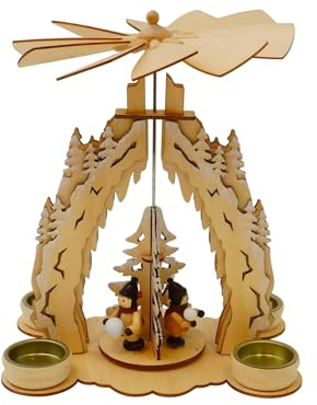 Tischpyramide Schneeball Holzpyramide Weihnachtspyramide für 4 Teelichter HTI living