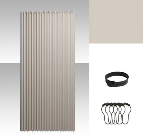 Rideau de douche rustique beige kaki en polyester imperméable à séchage rapide avec crochets 120 x 200 cm