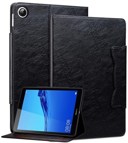 Bxithnr Funda para Huawei Mediapad M5 Lite 8 Pulgadas Tablet Carcasa PU + TPU Cuero Flip Case Cover con Función de Soporte - Negro