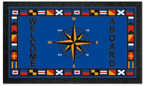 SaRani Zerbino Format Tappeto da Ingresso in Gomma, Antiscivolo, Resistente, Ecologico (Rosa Dei Venti)