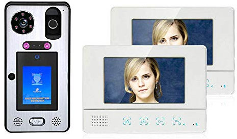 UQACHG 17,8 cm (7 Zoll) Gesichtserkennung Fingerabdruck RFIC verdrahtet 1000TVL Kamera Video Türsprechanlage Türklingel Gegensprechanlage B, B