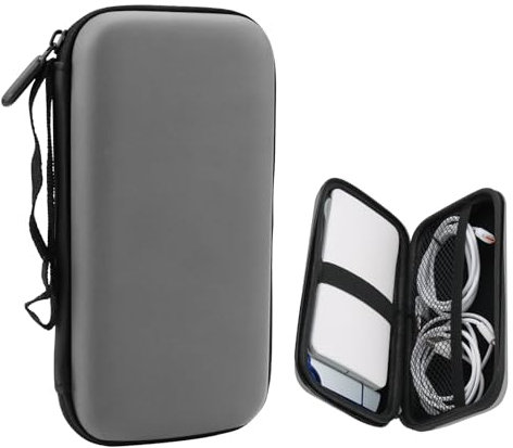 Power Bank Case Shockproof Carrying Case Travel Cable Organiser Hard Drive Case Travel Bags Organiser EVA Tech Pouch Multifunctional Cable Bag for Electronics Travelling Essentials Accessories (Grey)