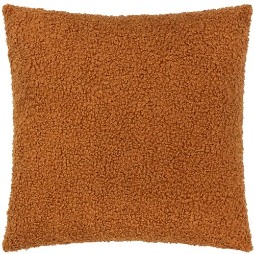 Yard Cabu Polyester Filled Cushion (Ginger, 55 x 55 cm) | Scandi Minimalist Chunky Boucle Textured Decorative Pillow