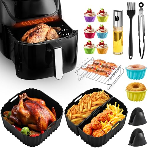Heißluftfritteuse Silikonform Zubehör für Russell Hobbs XXL 8L (27170-56) und 8,3L (27632-56), Wiederverwendbar Silikon Einsätze Airfryer Zubehör Set, 230° Hitzebeständig, Leicht zu Reinigen (16)