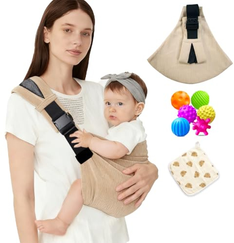 Baby Sling Carrier, Adjustable Baby Carrier, Adjustable Sling Easy Toddler Carrier Comfortable(White Corduroy)